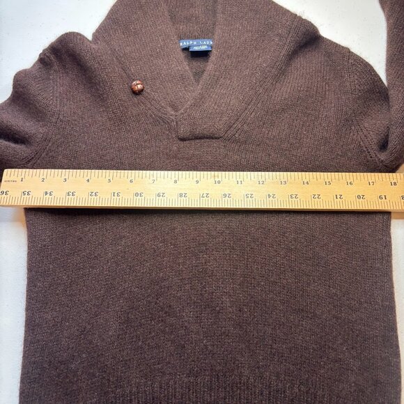 Ralph Lauren Men's Brown Cashmere Shawl Collar Old Money Button Sweater Sz S - Picture 8 of 9